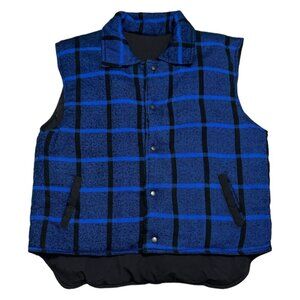 Vintage 90s AVALANCHE REVERSIBLE Plaid Blue Mens Outdoor Winter Vest XL
